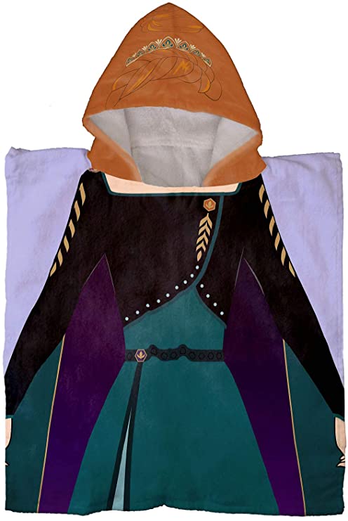 Jay Franco Disney Frozen Queen Anna Kids Bath/Pool/Beach Hooded Poncho - Super Soft & Absorbent Cotton Towel, Measures 22 x 22 Inch (Official Disney Product)