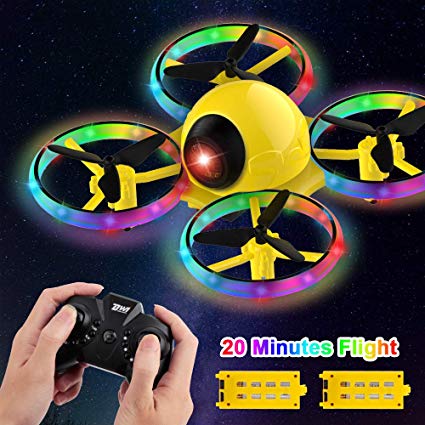 Dwi Dowellin 10 Minutes Long Flight Time Mini Drone for Kids with Blinking Light One Key Take Off Spin Flips Crash Proof RC Nano Quadcopter Toys Drones for Beginners Boys and Girls, Extra Battery