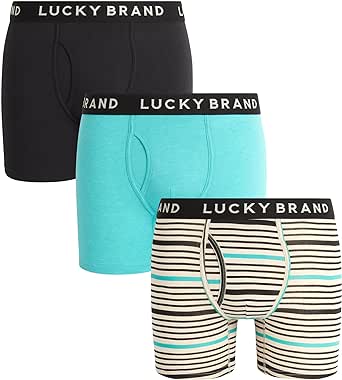 Lucky Brand Mens Lightweight Cotton Stretch Boxer Briefs Underwear 3Pack