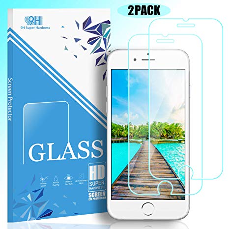 FENGJ iPhone 8 iPhone 7 Screen Protector Glass 2.5D High Definition Ultra and 3D Touch Accuracy Full Coverage 2 Pack Premium Tempered Glass Compatible with Apple iPhone 8 7 6s 6 - Transparent
