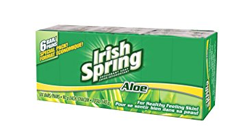 Irish Spring Deodorant Soap Bar, Aloe, 6 x 90 Gram