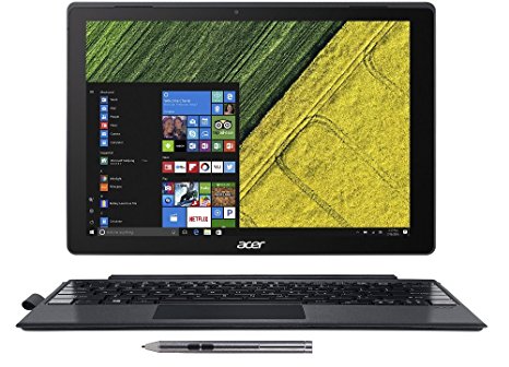 Acer SW512-52-55YD Switch 5, 12.0" QHD Touch 2-in-1 Laptop/Tablet, 7th Gen Intel Core i5-7200U, 8GB LPDDR3, 256GB SSD, Active Stylus, Black