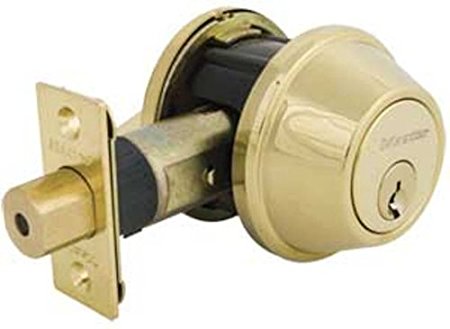 Master Lock DSNRN0603PBOX Nightwatch Deadbolt with Bump Stop Cylinder, Bright Brass