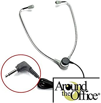 Transcription Headset for All Lanier Transcribers Aluminum hinged-stetho Type for Lanier Transcribers Using 3.5mm Right Angle Plug - MP555 Replacement - Premium Around The Office Headset