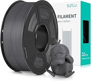 SUNLU 3D Printer Filament PLA Matte 1.75mm, Neatly Wound Filament, Smooth Matte Finish, Print with 99% FDM 3D Printers, 1kg Spool (2.2lbs), 330 Meters, Matte Grey