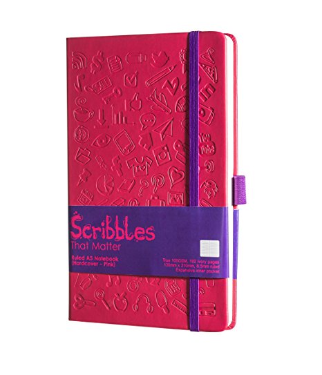 Scribbles That Matter - Ruled Classic Journal Notebook Diary A5 - Elastic Band - Beautiful Designer Cover - Premium Thick Paper - Pink