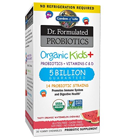 Garden of Life Probiotics, Dr. Formulated Organic Probiotics for Kids, 5 Billion CFU, Watermelon, 30 Count