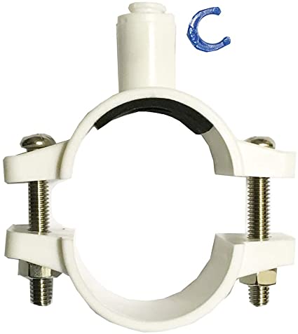 Drain Saddle Valve with 1/4" Quick Connect for Reverse Osmosis (RO) Systems, in white