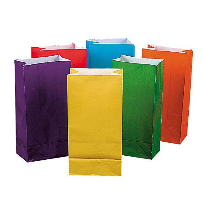 Bright Color Paper Bags (1 dozen) - Bulk [Toy] by Fun Express