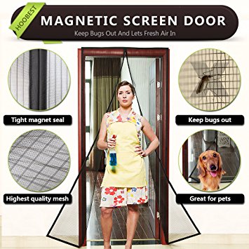Hoobest Magnetic Fly Screen Door, Heavy Duty Mesh Screen and Full Frame Velcro,Keep Bugs Out Lets Fresh Air In. No More Mosquitoes or Insects. Instant Bug Mesh Fits Door Openings Up to 34"x82" Max