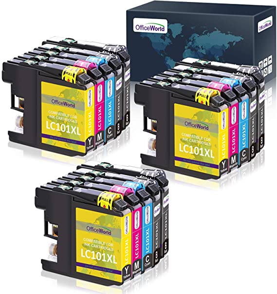 OfficeWorld Compatible Ink Cartridges Replacement for Brother LC101 LC101XL LC103 LC103XL, work with Brother MFC-J470DW MFC-J6920DW MFC-J475DW MFC-J450DW 15 Pack (6 Black, 3 Cyan, 3 Magenta, 3 Yellow)
