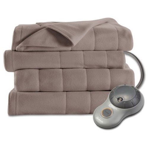 Sunbeam Quilted Fleece Heated Blanket, King, Mushroom, BSF9GKS-R772-13A00