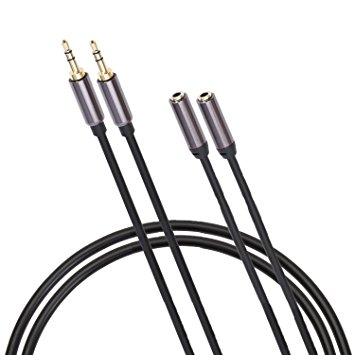 2 PACK - 3.5mm (1/8" TRS mini-stereo AUX) Stereo Audio Extension Cable - Male to Female Step-Down Design Made to Fit in Devices / Smartphones w/ a Case – 4 Ft