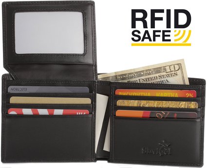 Shvigel RFID Blocking Mens Wallet - 100% Leather - Slim Front Pocket Wallet Bifold