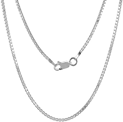 1.2mm - 2.2mm Sterling Silver BOX Chain Necklaces & Bracelets Medium Thick Nickel Free Italy, sizes 7-30 inch