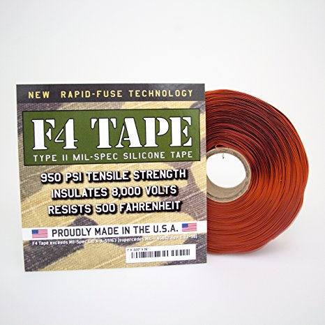 F4 Tape - Self-Fusing Silicone Tape MIL-SPEC 1" X 36' (Red Oxide)