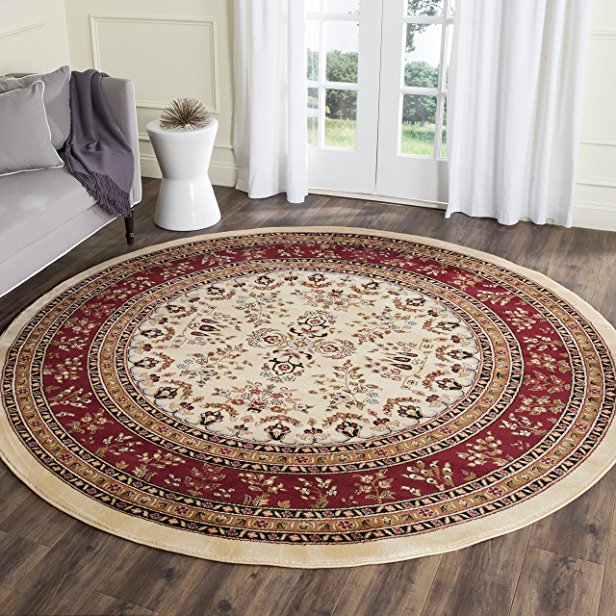 Safavieh Lyndhurst Collection LNH331A Traditional Oriental Ivory and Red Round Area Rug (8' Diameter)