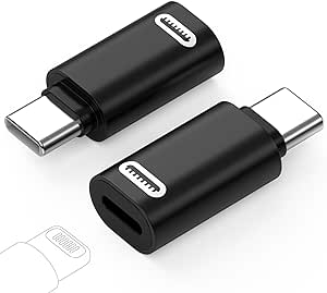 MoKo Lightning Female to USB C Male Adapter 2 Pack, Lightning to USB C Converter for iPhone 15 Series, iPad, iPhone to USB C Adapter for Fast Charging/Data Transfer, NOT for Audio/OTG, Black 35W