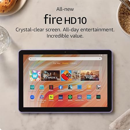 All-new Amazon Fire HD 10 tablet, built for relaxation, 10.1" vibrant Full HD screen, octa-core processor, 3 GB RAM, latest model (2023 release), 64 GB, Lilac, without lockscreen ads