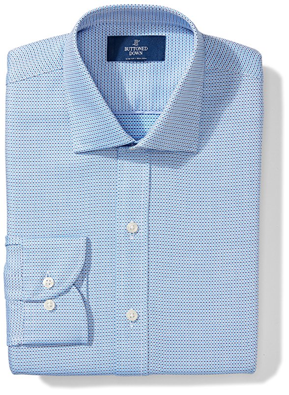 Buttoned Down Men's Slim Fit Spread-Collar Pattern Non-Iron Dress Shirt