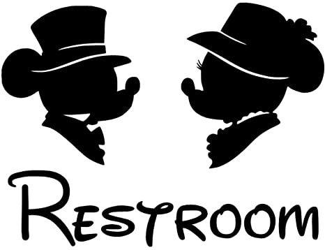 Mickey Inspired Elegant Mouse Novelty Toilet/Restroom Door Sticker Wall Decal (Set of 2)