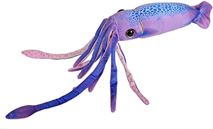 Wild Republic Printed Squid, Purple, Gift for Kids, Plush Toy, Fill is Spun Recycled Water Bottles, 22" (23574)