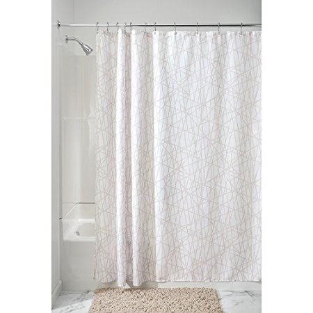 InterDesign Abstract Fabric Shower Curtain, 72x72-Inch, Taupe/White