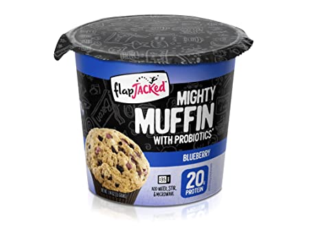 FlapJacked Mighty Muffins, Blueberry, 12 Pack | 20g Protein   Probiotics