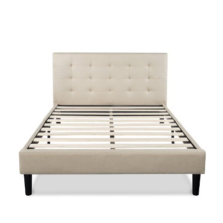 Zinus Upholstered Button Tufted Platform Bed with Wooden Slats Full