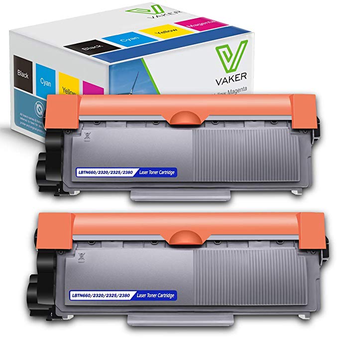 VAKER Compatible Toner Cartridges Replacement for Brother TN660 TN-660 TN630 to use with Brother HL-L2300D HL-L2320D HL-2340DW HL-L2380DW MFC-L2720DW MFC-L2740DW DCP-L2540DW DCP-L2520DW(Black, 2 Pack)