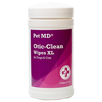 Pet MD Otic Clean Ear Wipes for Dogs and Cats - 70 XL Wipes