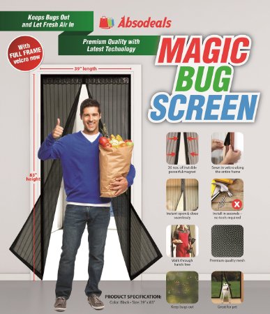 Magic Bug Screen  Magnetic Screen Door  Mesh Curtain 39x83-Inch