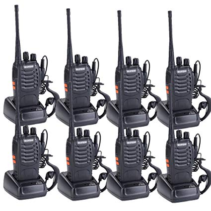 Walkie Talkies Adults Rechargeable Wireless Long Range Two Way Radios Earpiece Charger Included(Pack of 8)