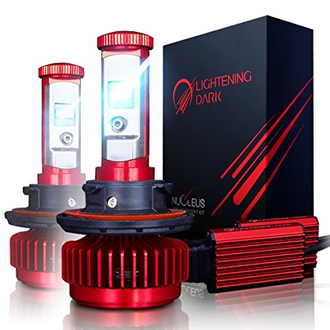 LIGHTENING DARK H13 LED Headlight Bulbs Conversion Kit (Hi/Low), CREE XPL 6K Cool White,7200 Lumen - 3 Yr Warranty