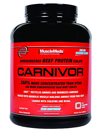 MuscleMeds Carnivor Beef Protein Isolate Powder, Blue Raspberry, 56 Servings