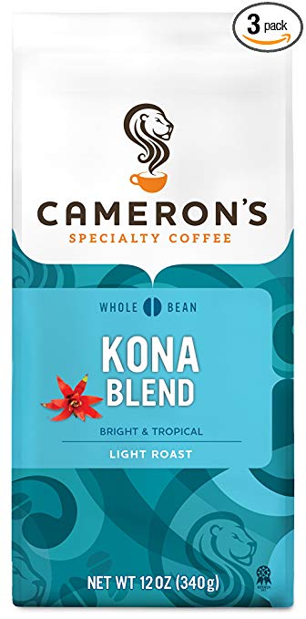 Cameron's Kona Blend Whole Bean Coffee, 12-Ounce Bags (Pack of 3)