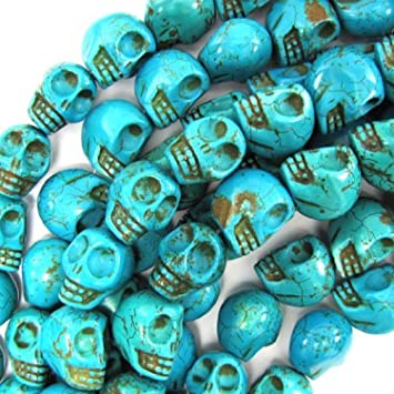 Beautiful Bead 10X12mm Blue Turquoise Carved Skull Beads 16 Inch Strand for Necklace,Bracelet Jewelry Making