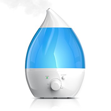 Arendo - 1.3l LED Ultrasonic Humidifier incl. Water Filter | Cool Mist Room Diffuser | atmospheric 7 LED color change | low noise level | Fragrance insert for essential oils | Automatic Shut-off | White
