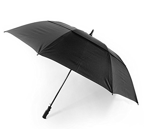 OCTAVE® Unisex Wind Resistant Double Canopy Black Golf / Walking Umbrella