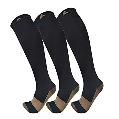 Copper Compression Socks for Men & Women(3 Pairs),15-20mmHg is Best for Running,Athletic,Medical,Pregnancy,Travel