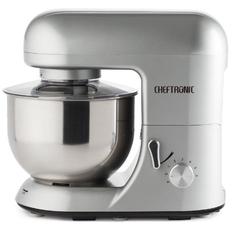 CHEFTRONIC Powerful 650w Planetary Stand Mixer 5.5qt Bowl 6 Speed (Silver Galaxy)