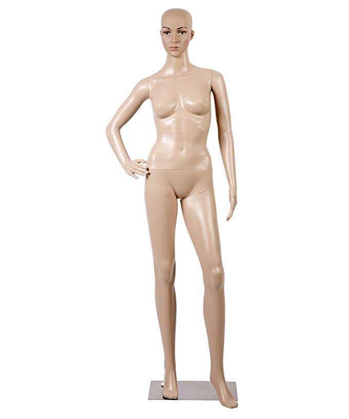 Female Full Body Realistic Mannequin Display Head Turns Dress Form w/Base