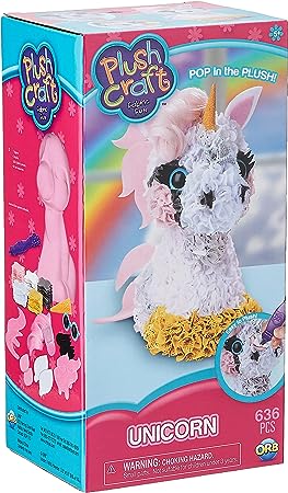 The Orb Factory Limited 10027964 Plush Craft 3D Unicorn, 5" X 4" X 10", Pink/White/Yellow/Grey