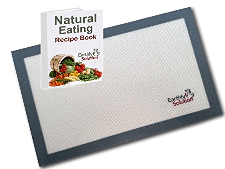 Earthly Solution Professional Grade Silicone Baking Mat, with Ebook, 16.5" x 11", Grey and White