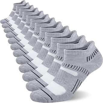 Cooplus Mens Ankle Socks Athletic Cushioned Breathable Low Cut Tab With Arch Support-6Pairs