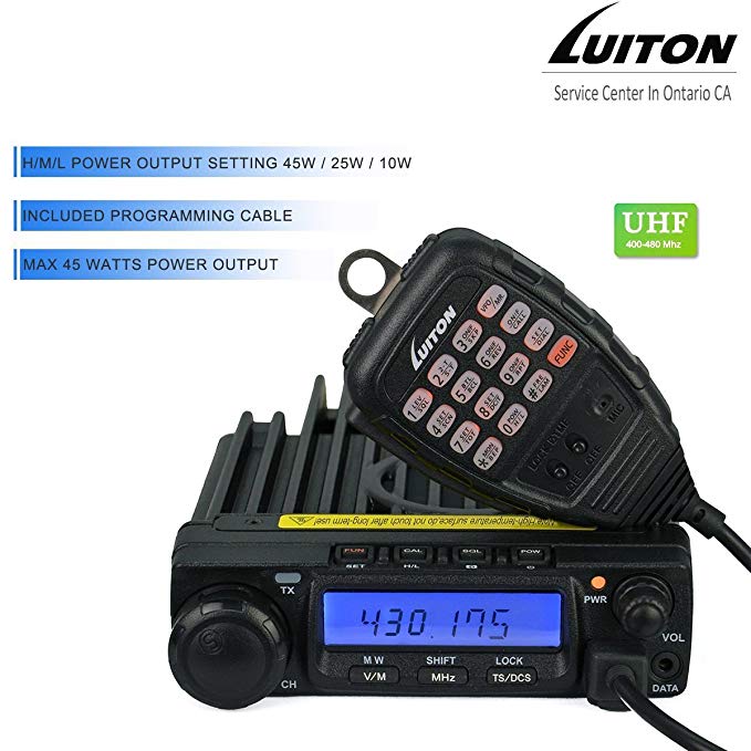 LUITON LT-590 UHF 45W/25W/10W Two-Way Radio Mobile Transceiver Amateur Ham Radio with Free Programming Cable