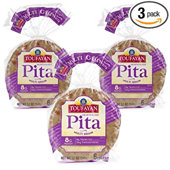 Toufayan Bakery, Multigrain Pita Bread for Sandwiches, Meats, Salads, Cheeses and Snacks, Cholesterol Free and No Trans Fats (Multigrain, 3 Pack)