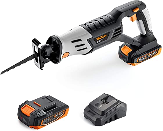 Reciprocating Saw,TACKLIFE 20V Cordless Reciprocating Saw, 2.0Ah Maximum Lithium Battery, With Charger,0-3000SPM Variable Speed, Tool-free Blade Replacement, 1 Inch Stroke Length -RES003