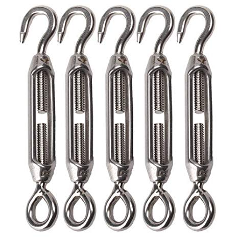 DN M4 Stainless Steel 304 Hook & Eye Turnbuckle Wire Rope Tension Pack Of 5