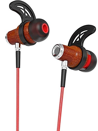 Symphonized NRG 2.0 Bluetooth Wireless Wood In-ear Noise-isolating Headphones | Earbuds | Earphones with Mic & Volume Control (Lava Red)